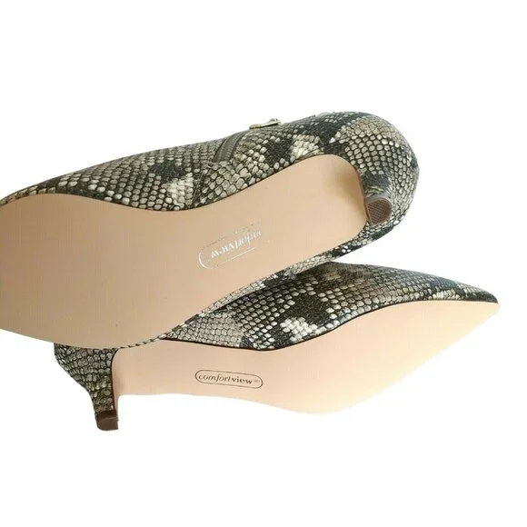 ComfortView Meredith Ankle Bootie Women Size 7 WW Snakeskin Print Kitten Heel - Picture 7 of 7